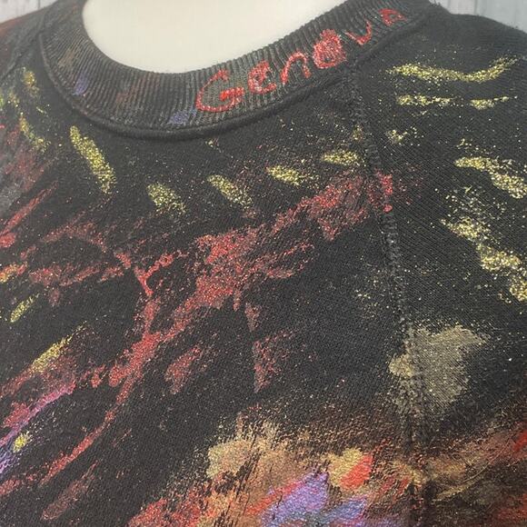 Wrangler Mens XL PolyCotton Dog & Glitter Glue Decorated Pullover Sweatshirt - Picture 2 of 5